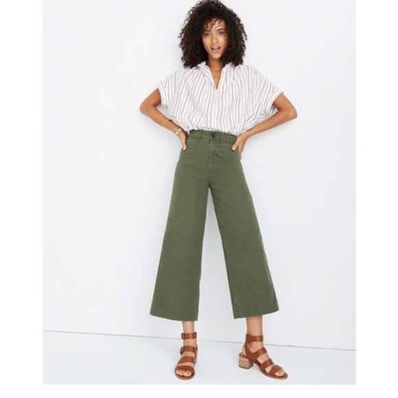 Madewell Pants - Madewell Army Green Cropped Culotte Pants